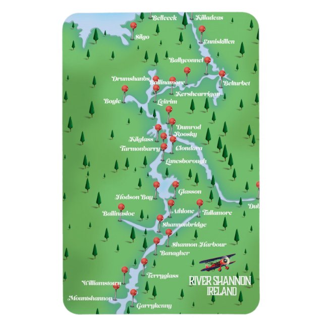 Floden Shannon Irland Karta Magnet (Vertikal)