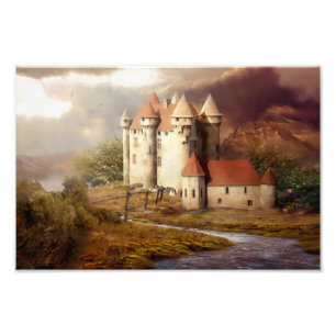 Floden Springa i medeleval Castle Fototryck