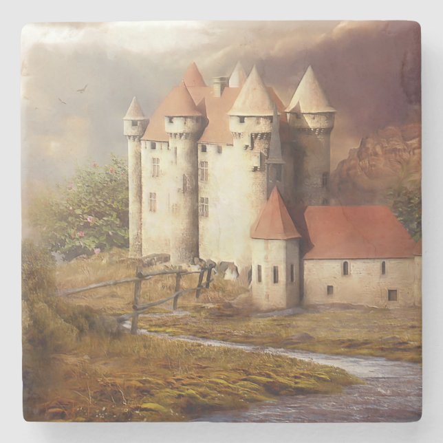 Floden Springa i medeleval Castle Stenunderlägg (Framsidan)