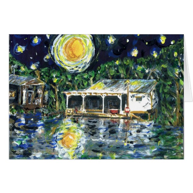 Floden Starry Night Camp Hälsningskort (Framsidan Horizontal)