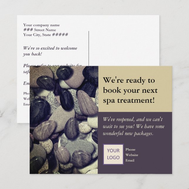 Floden Sten Image i Mauve och Tan Spa Reöppna Vykort (Fram/baksida)