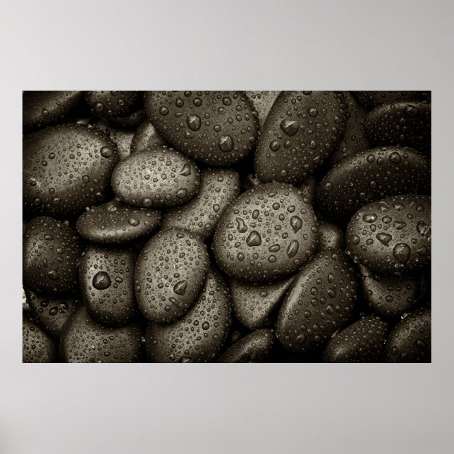 Floden Sten med regndroppar Poster (Framsidan)