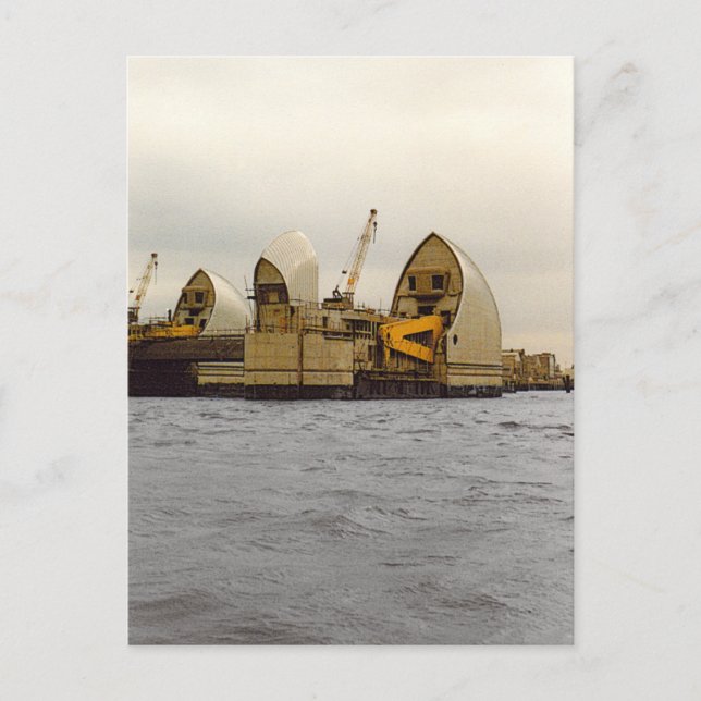 Floden Thames Barrier London Construction Postcard Vykort (Framsida)