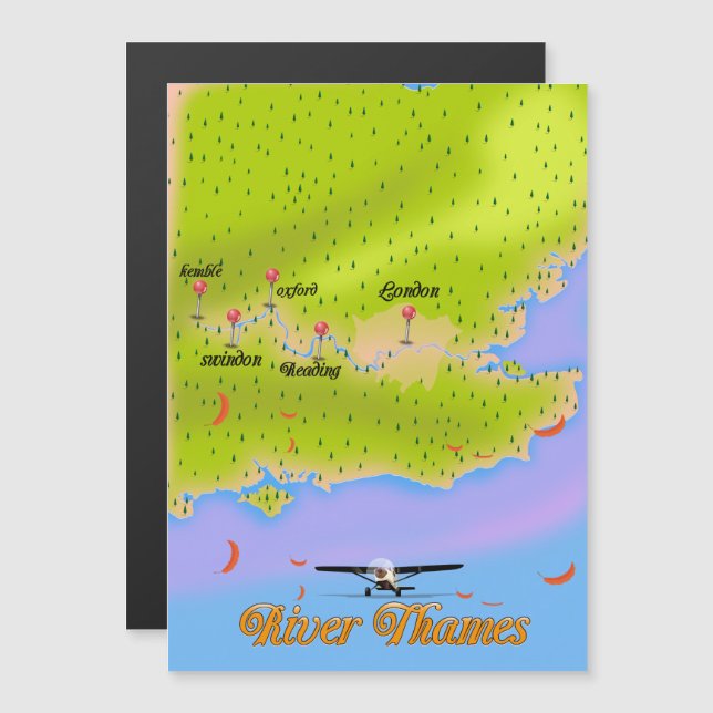 Floden Thames London England karta (Fram/baksida)