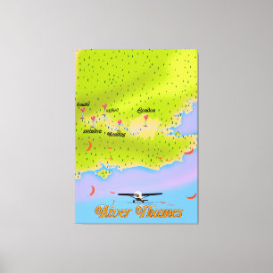 Floden Thames London England karta Canvastryck