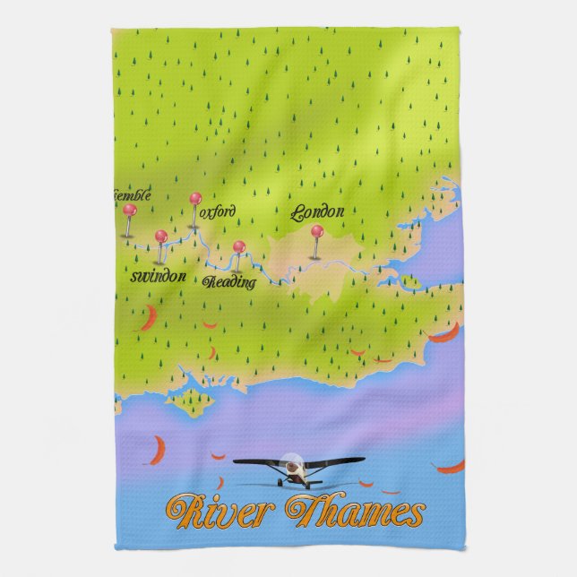 Floden Thames London England karta Kökshandduk (Vertikal)