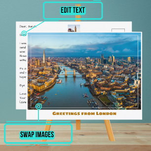 Floden Thames och Skyline View of London England Vykort