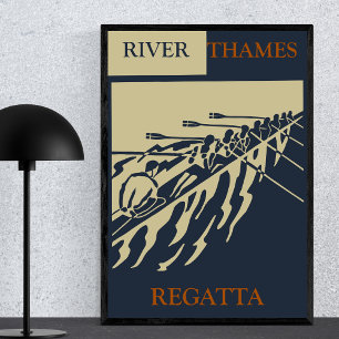 Floden Thames Regatta Vintage Retro Roring Sport Poster