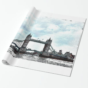 Floden Thames & Torn Bridge, London England Presentpapper