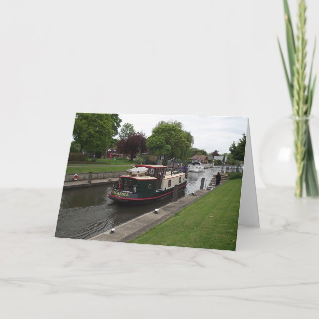 Floden Thames vid Chertsey Lock Greeting Card Kort (Framsida)