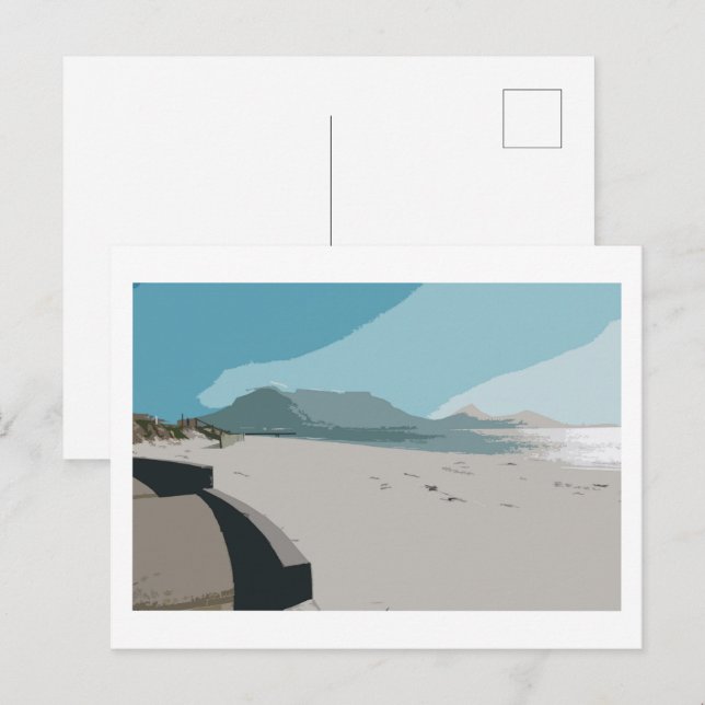 Floden Town Bord berg Ocean Sketch Vykort (Fram/baksida)