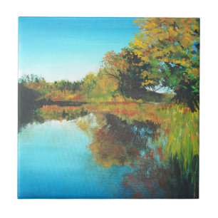 Floden Träd Fall Ligcape Fine Art Kakelplatta