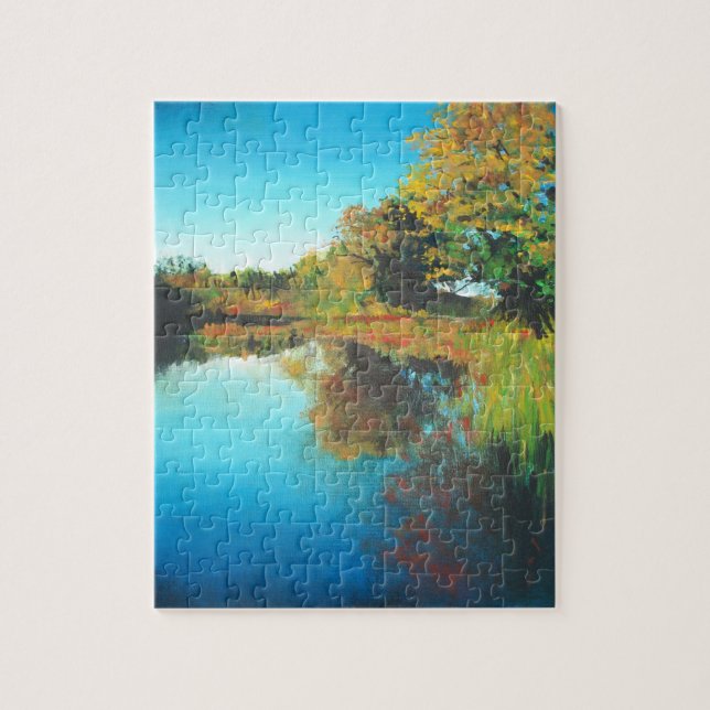 Floden Träd Fall Ligcape Fine Art Pussel (Vertikal)