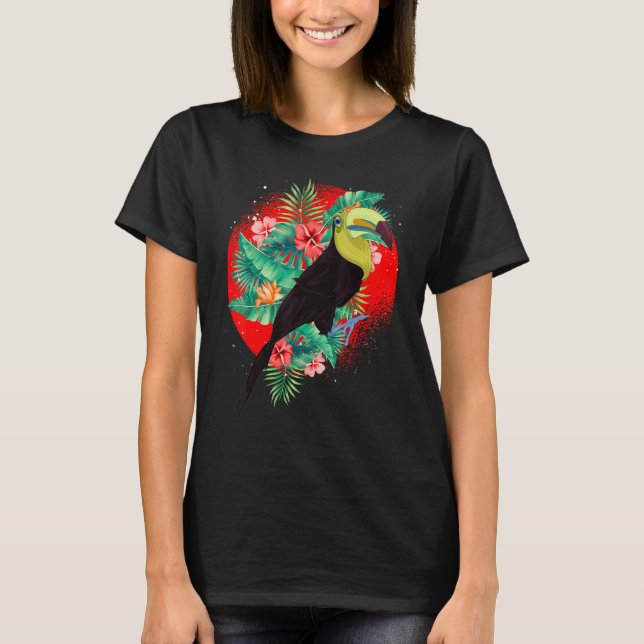 Flöden Tropiska djur Rainforest Bird Blommigt to T Shirt (Framsida)