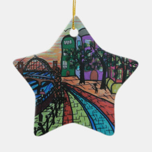 Floden Tyne Newcastle Quayside Julgransprydnad Keramik