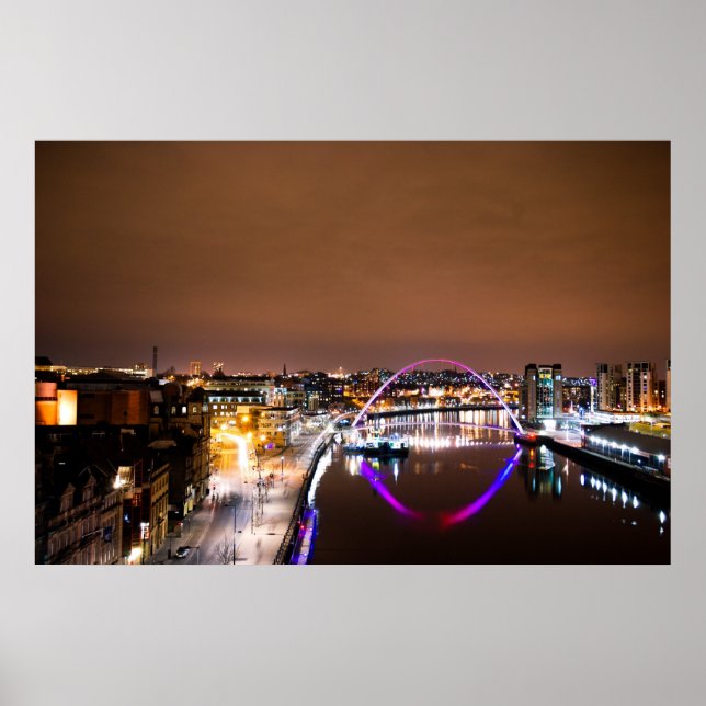 Floden Tyne vid Night Poster (Framsidan)