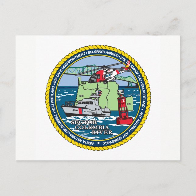 Floden USCG Station Columbia Vykort (Framsida)