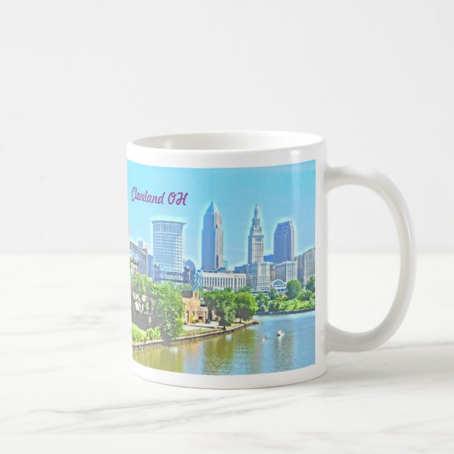 Floden View Cleveland Ohio (Paint Effect) Mugg (Höger)