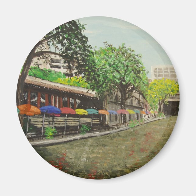 Floden Walk San Antonio, TX Painting Magnet (Framsidan)