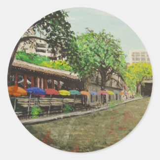 Floden Walk San Antonio, TX Painting Runt Klistermärke