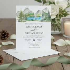 Floden Watercolor Rustic Bröllop i bergsfloden Flygblad