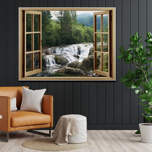 Floden Waterfall i öppet fönster Poster (Skapare uppladdad)