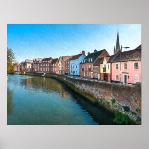 Floden Wensum Quayside Norwich Norfolk UK Poster