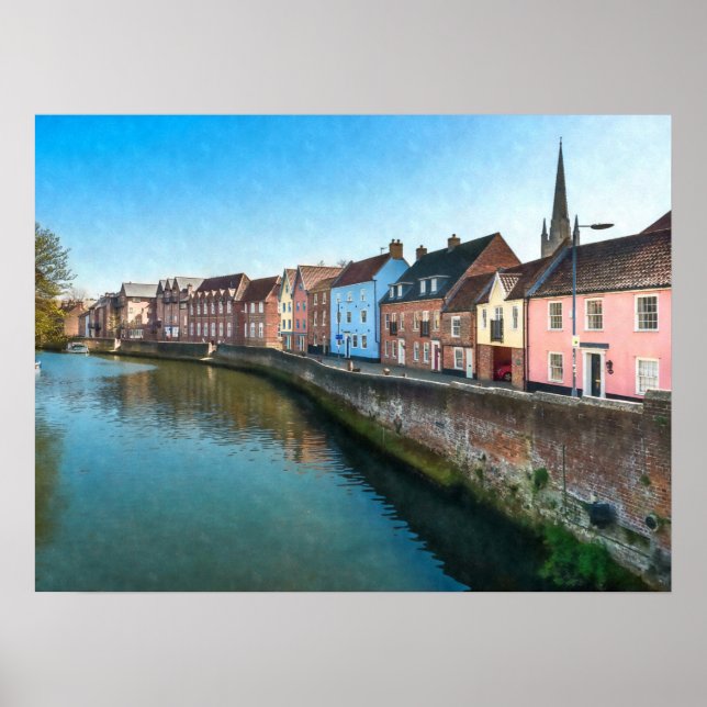 Floden Wensum Quayside Norwich Norfolk UK Poster (Framsidan)