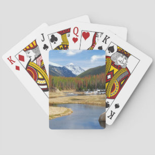 Floden Winding Colorado med berg och Gräs Spel Kort