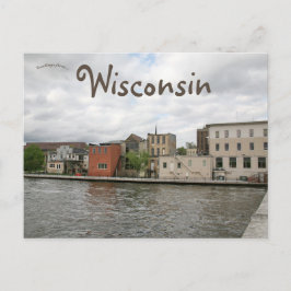 Floden Wisconsin i centrala Janesville och Sten Vykort