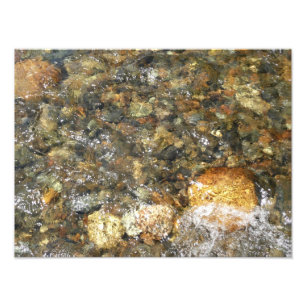 Floden-Worn-Småstarna Brown och Grått Natural Abst Fototryck