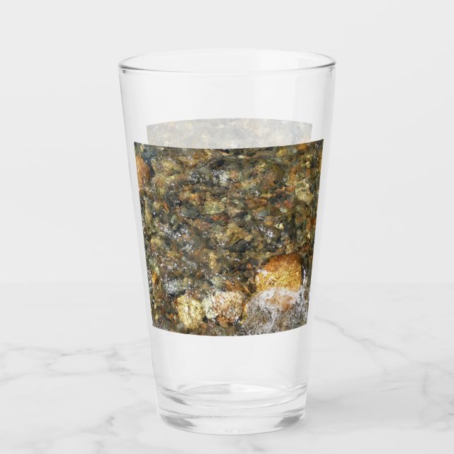 Floden-Worn-Småstarna Brown och Grått Natural Abst Glaskopp (Framsida)