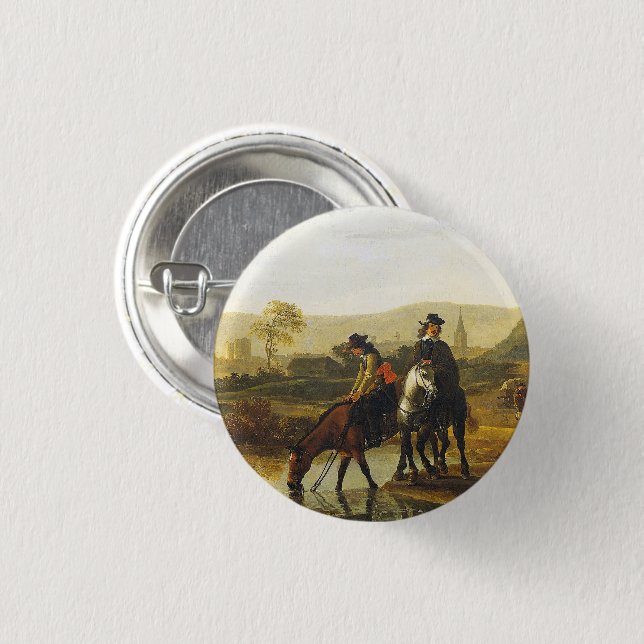 Flodens landskap med floderna Aelbert Cuyp Knapp (Framsida & baksida)