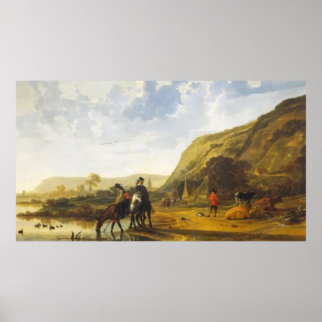 Flodens landskap med floderna Aelbert Cuyp Poster (Framsidan)