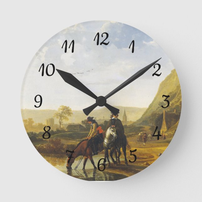 Flodens landskap med floderna Aelbert Cuyp Round C Rund Klocka (Framsida)