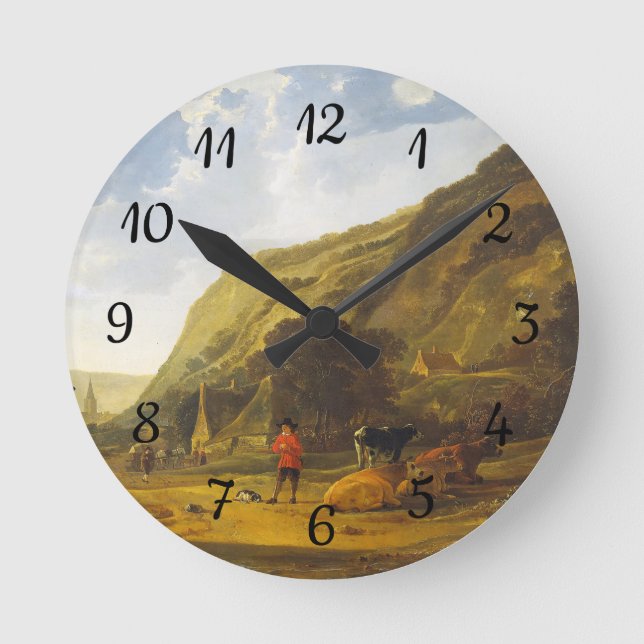 Flodens landskap med floderna Aelbert Cuyp Rund Klocka (Framsida)