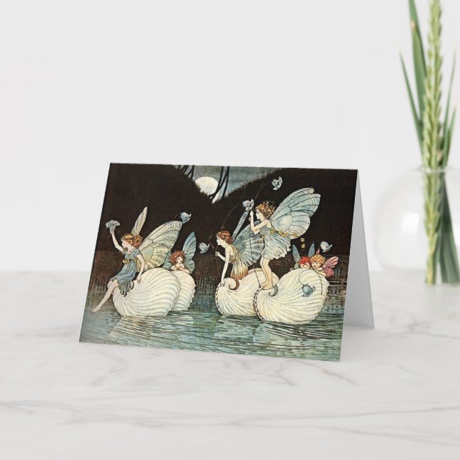 Floder Älvor, mejerier, fiskekort (Fae Pagan Greet Kort (Framsida)