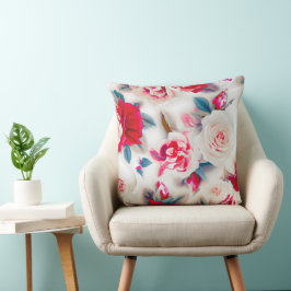 Floder blommigt atmosfär rosa röd, modern kudde