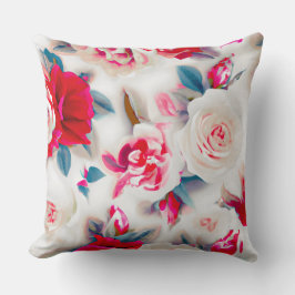 Floder blommigt atmosfär rosa röd, modern kudde