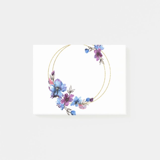 Floder Circle Ram gräns blommigt Ram 2 Post-it Block (Framsida)