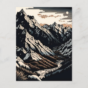 Floder Ligcape Vintage resor Linocut Art Vykort