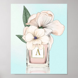 Floder Magnolia Elegant Parfym Flaska Monogram Poster