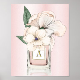 Floder Magnolia Rosa Parfym Flaska Monogram Poster