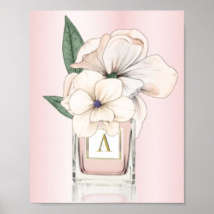 Floder Magnolia Rosa Parfym Flaska Monogram Poster