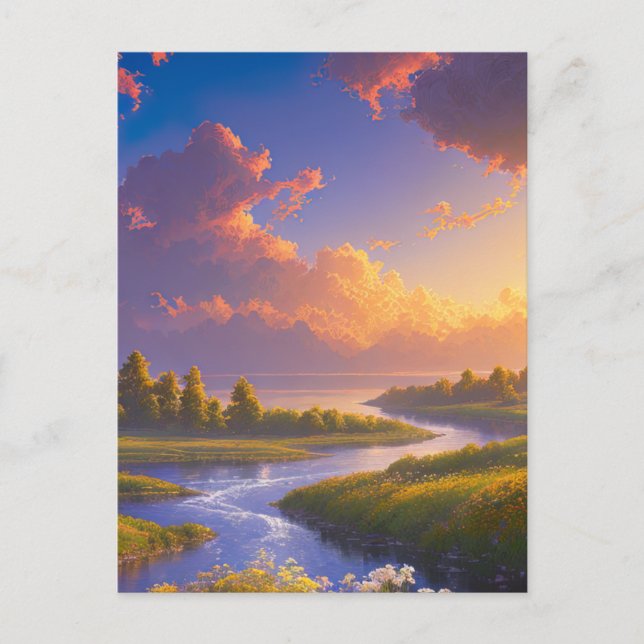 Floder och floder med Serene Sjö Vykort (Framsida)