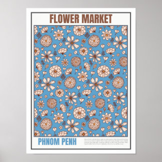 Flodermarknaden Sydasien Phnom Penh Poster