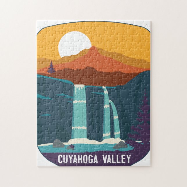 Floderna Ohio i nationalparken Cuyahoga Valley Pussel (Vertikal)