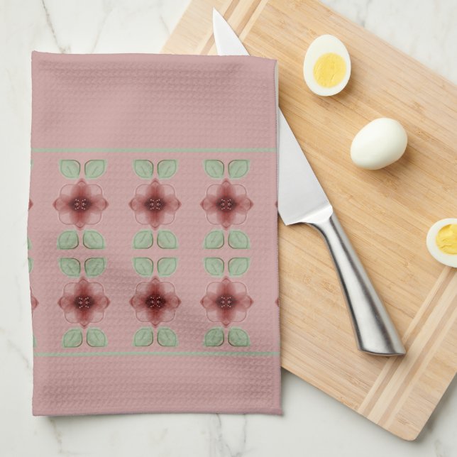 Flödesaccent med burgundi kökshandduk (Vikt i Fjärdedel)