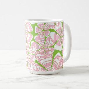 Flödeseffekt 1 Rosa, Grönt, Orange, bruna accenter Kaffemugg