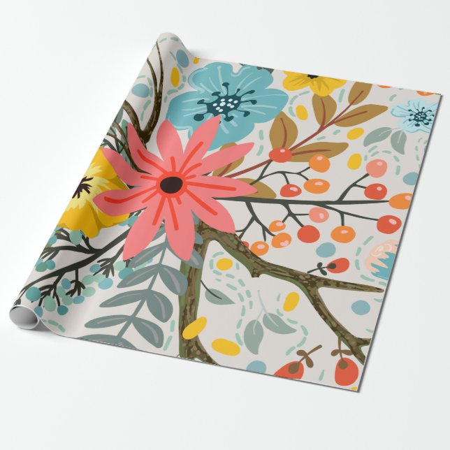 Flödesfärgat vattenfärgsfärgad cute presentpapper (Utrullad)